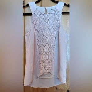 bleuh ciel Women’s Lace Hi-Low Scoop Neck Tank Top- Blush/ Size Medium